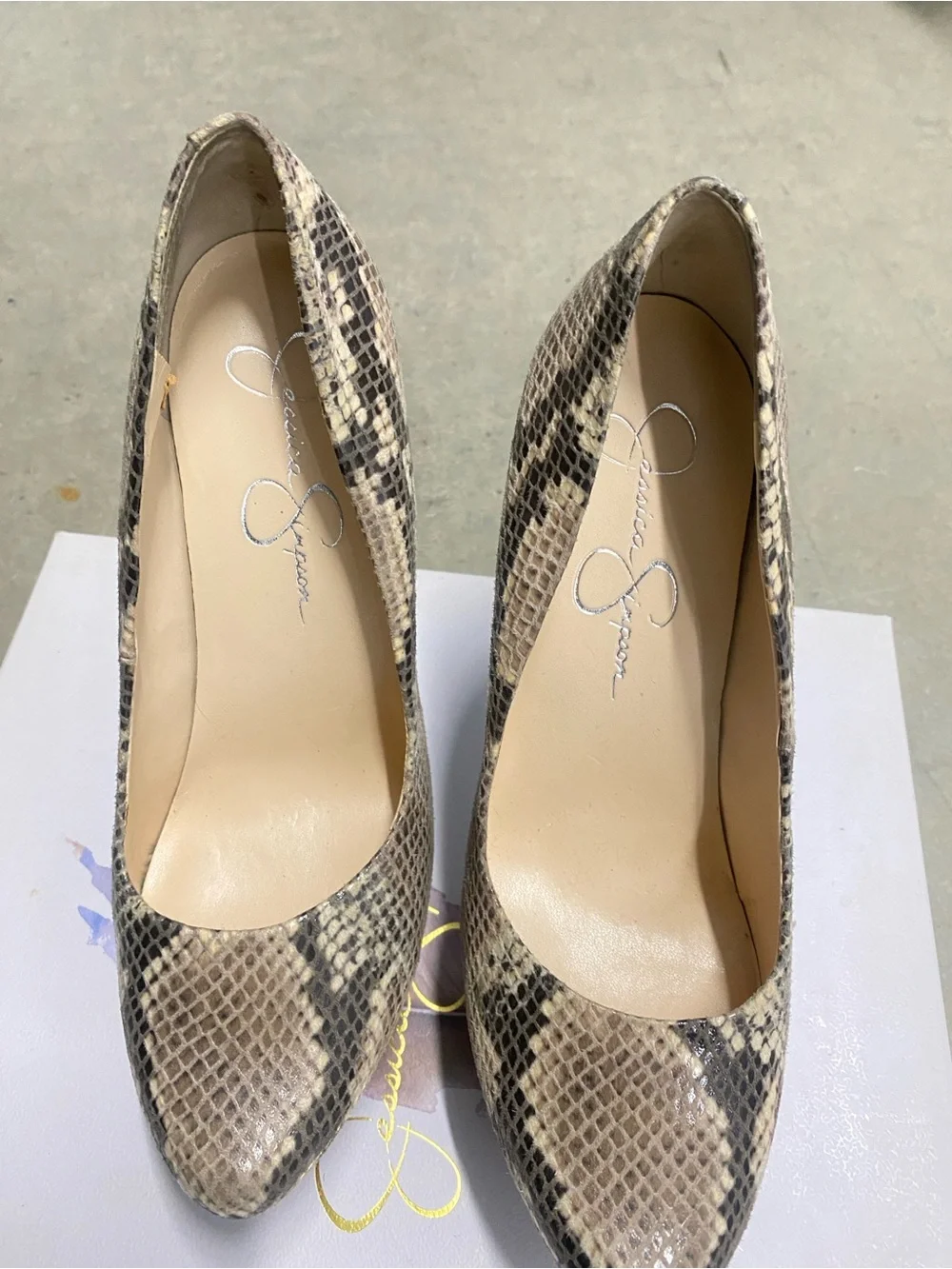 Sam Edelman Snake-Print Platform Pumps in Neutral Tan